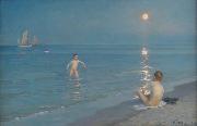 Peder Severin Kroyer Boys bathing on a summer evening at Skagen Beach oil painting picture wholesale